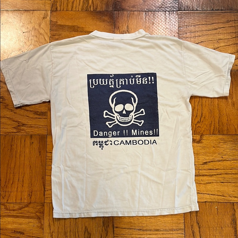 Vintage Cambodian Graphic Tee with Skull Design